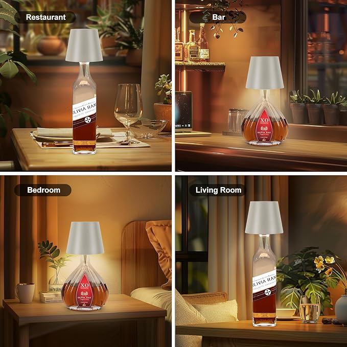 Wireless Bottle Lamp, 2026 New 3 Color Rechargeable Led Wine Bottle Lights for Bars Restaurants (Gray, 1PC)