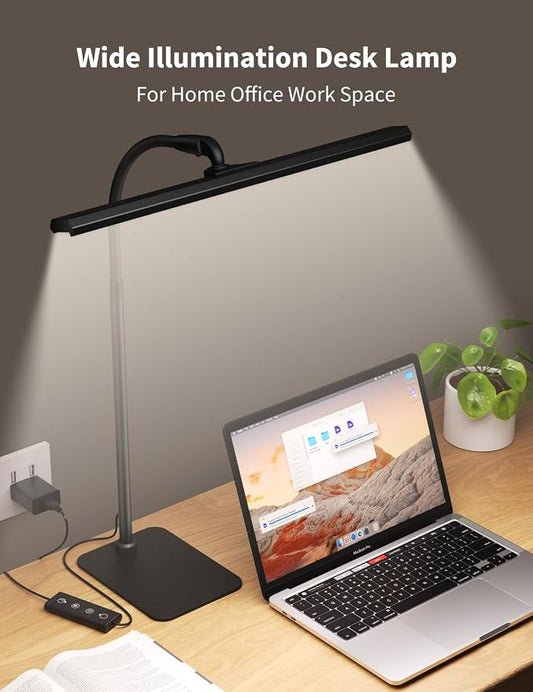 Kary LED Desk Lamps for Home Office, Tall Desk Light with Base, Flexible Gooseneck Adjustable 5-Level Dimmable Brightness & Color, Height Architect Lamp for Working, Reading, Crafting, Study