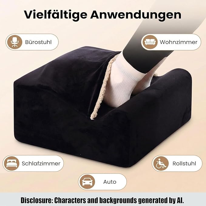 Keep Warm Foot Stool Foot Rest for Under Desk At Work | Office Footrest with Warm Feet Pocket,Ergonomic Under Deskfoot stool Stool for Office Chair & Back &Pain Relief Black+