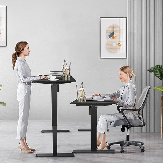 farexon 48 x 24 inch Standing Desk Electric Adjustable Height with Power Outlets, Stand up Desk with Ergonomic Workstation, Preset Heights Home Office Gaming Computer Workstations Table(Black)