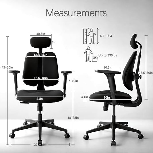 Ergonomic Office Chair, Dynamic Split Back Lumbar Support, Thick High-Density Molded Foam Seat, 4D Adjustable Armrests, Swivel High Back Computer Desk Chair for Home Office, Flex S3
