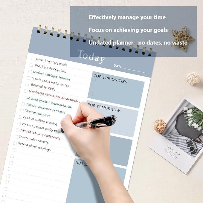 Weekly To Do List Notepad, Undated Planner with 52 Sheets (6.5''x8.9''), Desk Weekly Planner for Women & Man, Home School & Work