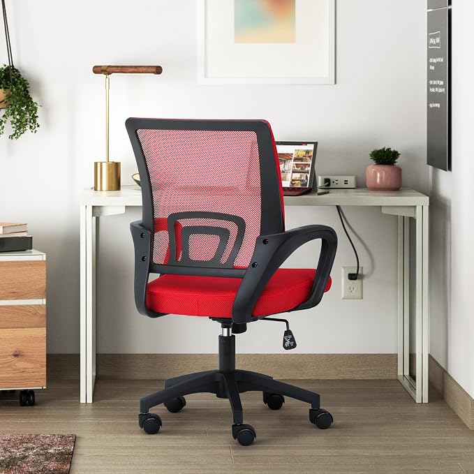 Office Chair Ergonomic - Mesh Desk Chair with Lumbar Support & Wide Seat (300Lbs Capacity) Adjustable Height, Swivel Wheels - for Home Office, Gaming, Bedroom