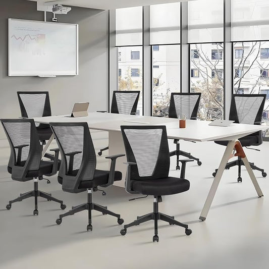 CLATINA Home Office Chair Ergonomic Desk Chair Mesh Computer Chairs with Armrests Executive Rolling Wheels Swivel Heavy Duty Chairs Office, Home, Black 10 Pack