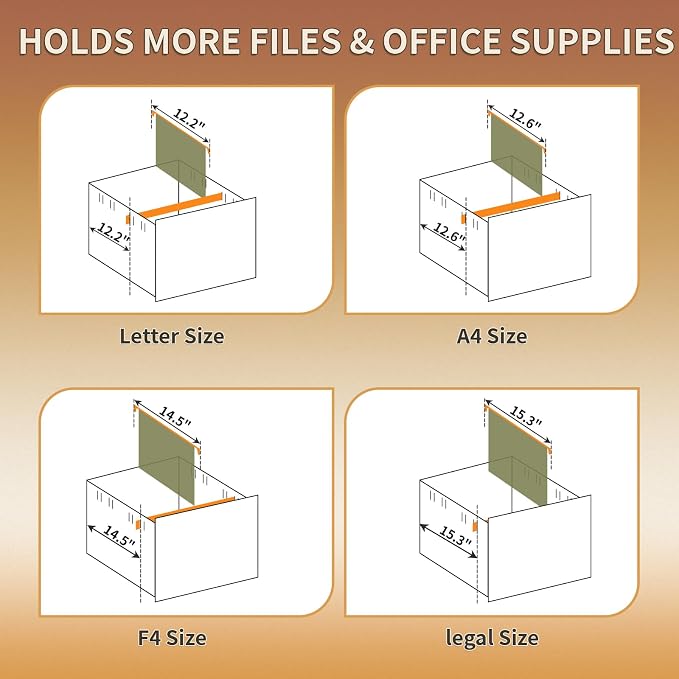 3 Drawer Under Desk Storage,Small File Cabinet with Lock,Filing Cabinet for Home Office,Mobile Metal Drawer Organizer for Letter/Legal/A4,Fully Assembled,White