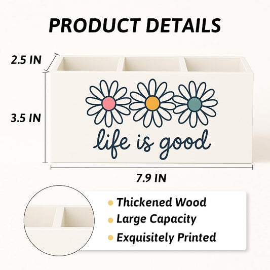 Inspirational Pen Pencil Holder for Desk, Motivational Gifts for Women, Trendy Preppy Daisy Flower Makeup Brush Toothbrush Holder for Vanity Bathroom