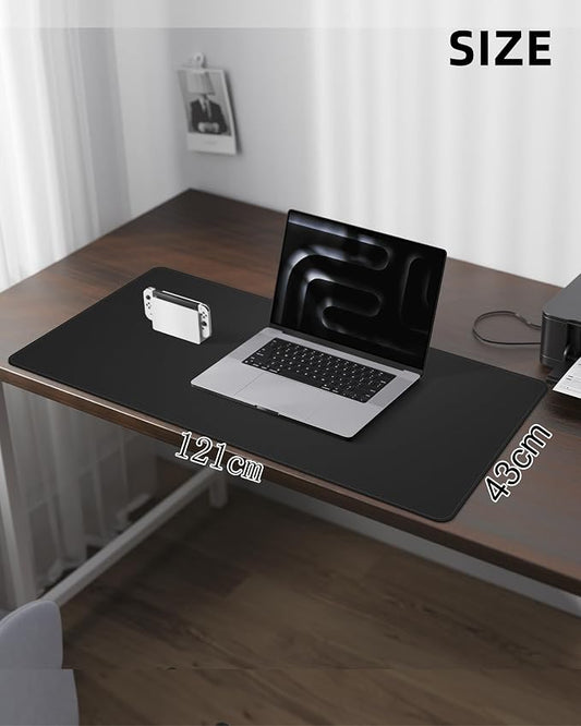 Leather Desk Pad Protector - 48" x 17" Non-Slip PU Leather Large Mouse Pad, Waterproof Desk Blotter Mat for Office and Home (Black)