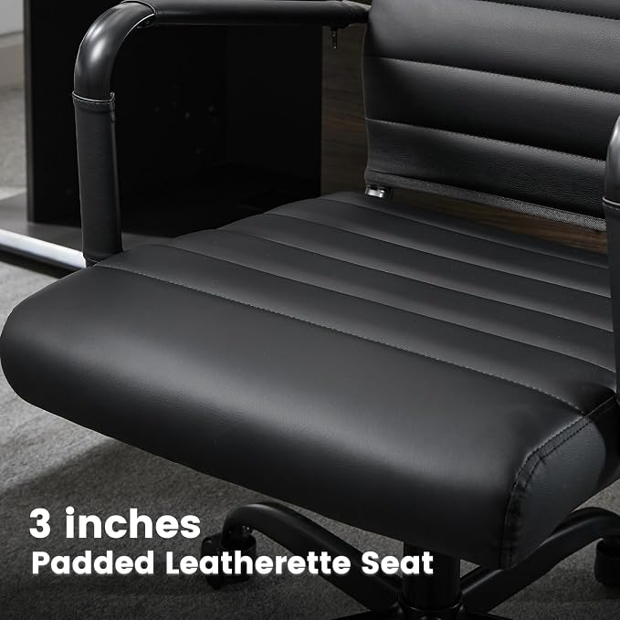 Office Desk Chair Leather, Conference Room Chairs with Wheels, Modern Executive Computer Guest Chairs with Arms.