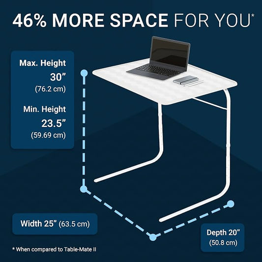Table-Mate TV Tray Table | Portable Desk Folding Dinner Tray, Couch Table Trays for Eating Snack Food, Portable Laptop Desk, Bed Trays for Eating | Adjustable TV Trays with 3 Angles and Cup Holder