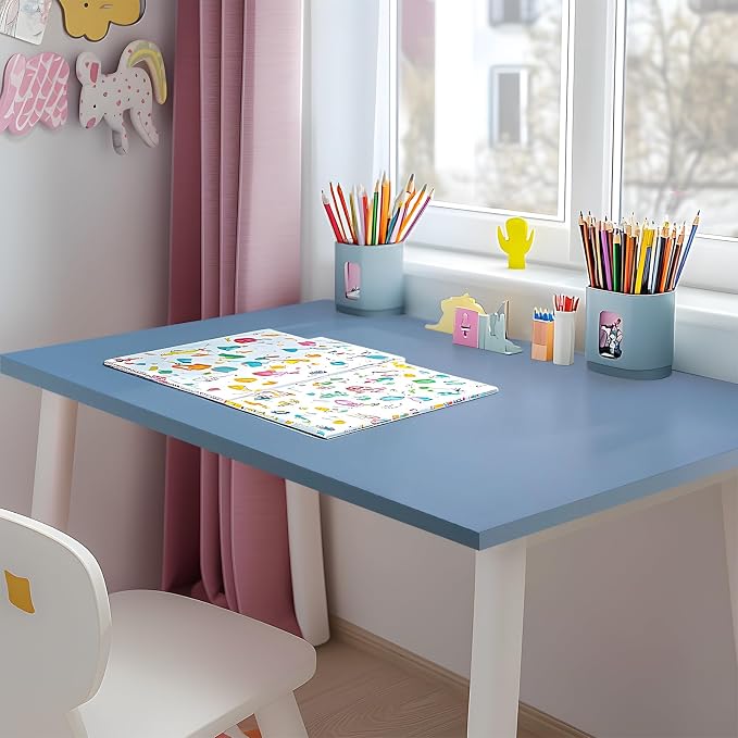 Kaboon Table Top 23.62" D x 55" W, Solid One-Piece Desktop, Universal Wood Countertop, Reversible Laminate Top, Double Desks, L-Desk DIY, for Home and Commercial,Grayish Blue