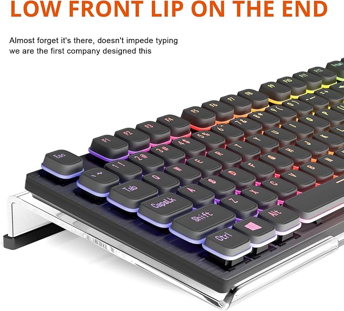 Richboom Ergonomic Computer Keyboard Stand - Tilt PC Keyboard Stand Riser for Easy Typing, Acrylic Keyboard Tray Holder for Office Desk, Home, School, with Silicone Anti-Slip Case, Clear