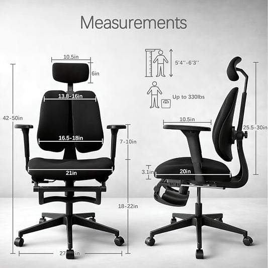 Ergonomic Office Chair, Dynamic Split Back Lumbar Support, Thick High-Density Molded Foam Seat, 4D Adjustable Armrests, Swivel High Back Computer Desk Chair with Footrest for Home Office, Flex S3