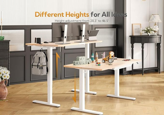 Claiks Standing Desk with Drawers, Stand Up Electric Standing Desk Adjustable Height, Sit Stand Desk Computer Workstation, 40 Inch, Nature