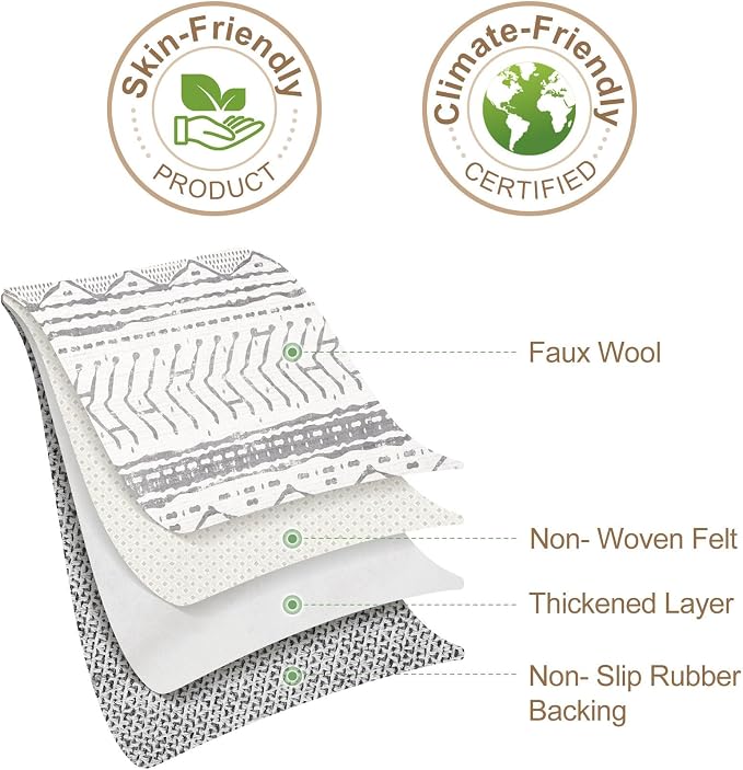 Nakagishi 5x7 Area Rug Living Room: Machine Washable Boho Large Neutral Farmhouse Stain Resistant Indoor Floor Rugs Moroccan Carpet for Bedroom Nursery Dorm Classroom Playroom Dining Room- Grey White