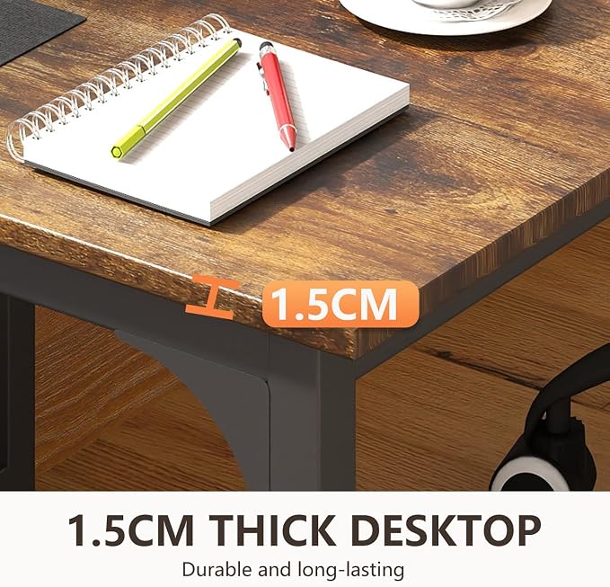 BestOffice Computer Desk,Home Office Desk, Modern Simple Style for Home Office Study Writing (Brown, 47 Inch,2 Pack)