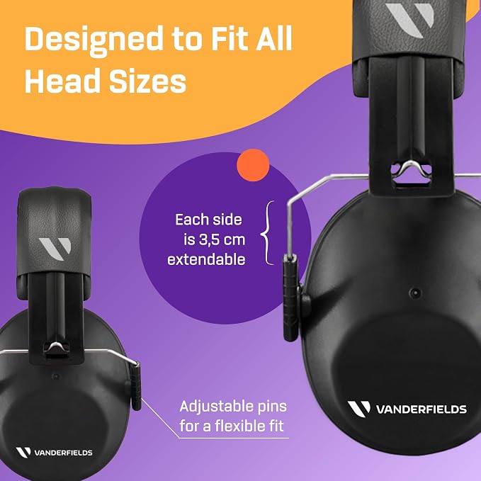 Vanderfields Hearing Protection Ear Muffs - Over 31 dB (2K Hz) Broad Noise Cancelling Sound Reduction Earmuffs for Kids 3-12