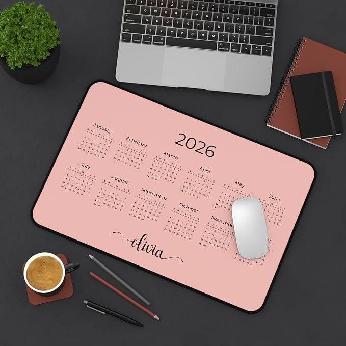 Hilis Personalized 2026 Mouse Pad Calendar, Custom Desk Mat, Gaming Office Work Desk Mat, 4 Sizes Mousepad, Office Supplies & Accessories Gift D07