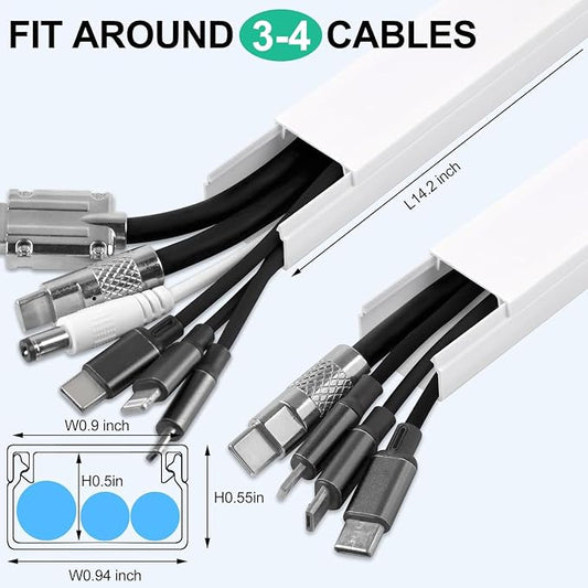 Rindion Cord Hider, 85.2in TV Cable Hider, Cord Covers for Wires on Wall, Self-Adhesive Wire Hider for TV on Wall Cable Management, 6 x L14.2 x W0.94x H0.55in - White