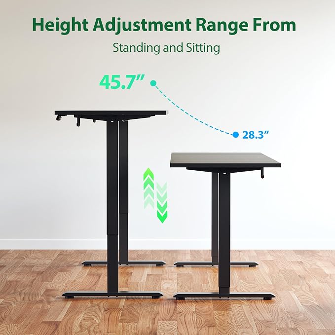 Agilestic Electric Standing Desk, 63 x 24 Inches Height Adjustable Desk, Sit Stand up for Work Office Home, Ergonomic Rising Computer Table with Memory Preset, Black