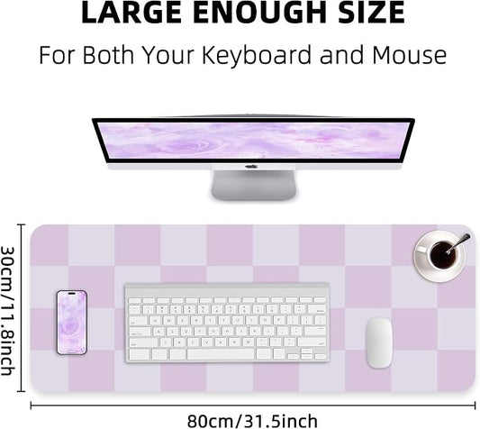 AFIING Purple Desk Mat 31.5" x 12", Leather Desk Pad | Waterproof PU Leather, Non-Slip Rubber Base, Stylish Desk Decor, Office & Home