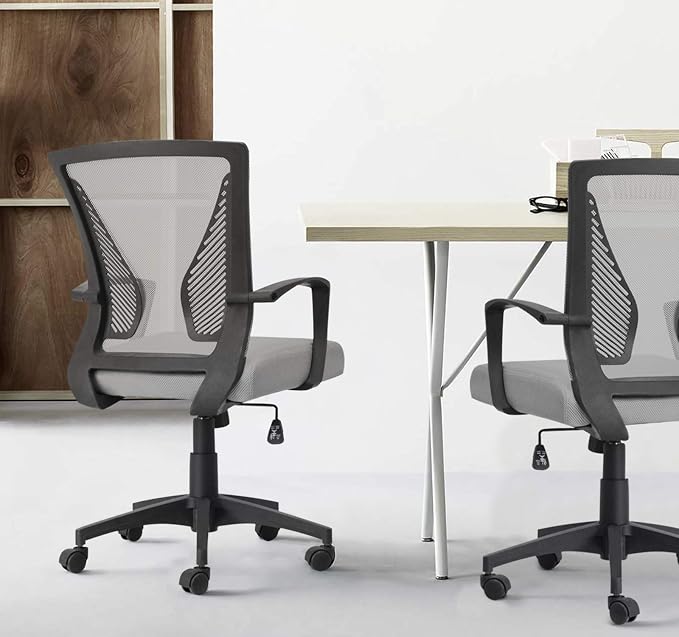 VICTONE Home Office Desk Chair Task Mid Back Mesh Office Chair Ergonomic Swivel Lumbar Support Desk Computer Chair (Gray)