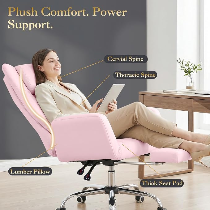 High Back Executive Office Chair with Footrest, Criss Cross Desk Chair | PU Leather, 155° Reclining, Lumbar Support, Criss Cross Style, with Pet Seat
