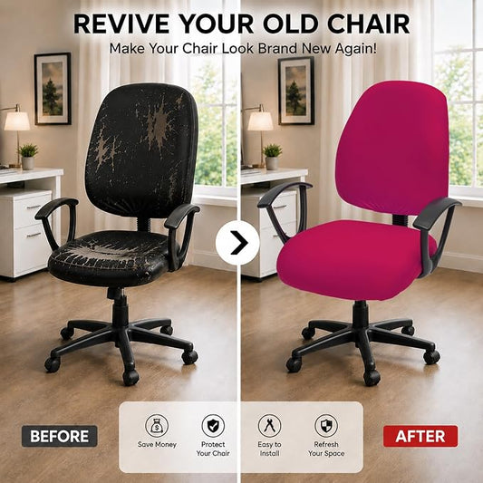 DIVA EN CAMINO DEC Stretchable Desk Office Chair Seat Covers - Universal Stretch Computer Chair Slipcover - Washable Rotating Backrest Coverings & Cushion Protectors for Dogs, Cats, Pets, Hot Pink