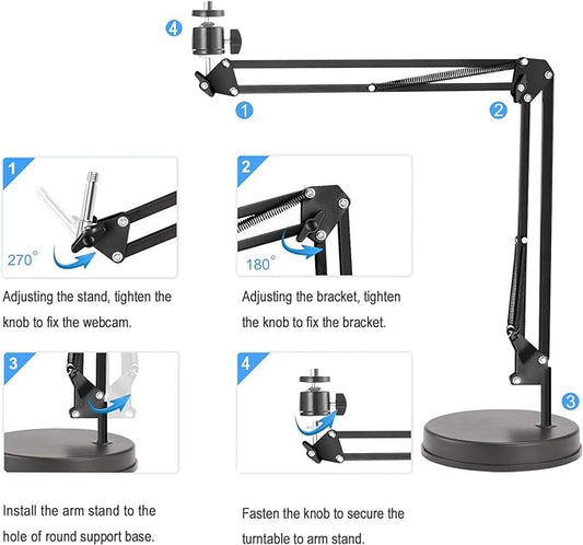 Webcam Stand,Camera Mount 22 Inch Suspension Boom Scissor Arm Stand,for Webcam C925e C922x C922 C930e C930 C920 C615,Hero 8/7/6/5,Ultra/Pro/Pro 2/Pro 3/Brio 4K,DSLR Camera
