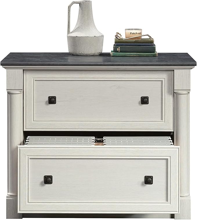 Sauder Palladia 2 Drawer File Cabinet, Lateral Filing Cabinets for Home Office, Hanging File Folders Organizer, Interlocking Drawers, in Glacier Oak Finish