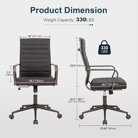 Okeysen Office Desk Chair Conference Room Chairs Modern Ergonomic Executive Swivel Chair Adjustable Height PU Leather Home Desk Chair with Armrests Comfy Computer Task Chairs with Wheels (Retro Black)