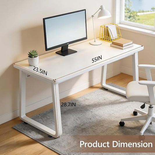 Small Office Computer Desk, Simple Style Writing Desk Waterproof and Scratch-Resistant,Sturdy Study Writing Desk with Wooden Tabletop and Metal Frame for Bedroom, Study Room, Living Room