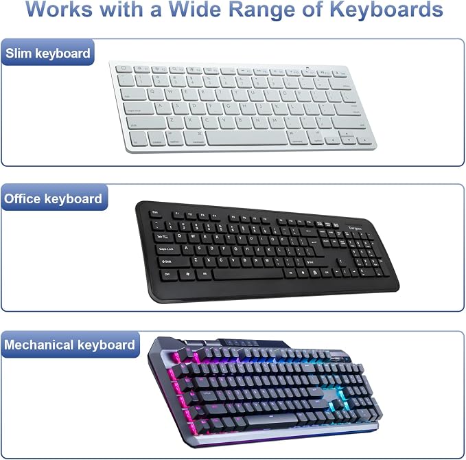Acrylic Tilted Computer Keyboard Stand for Desk 16.9"x 5.7"-Black | Keyboard Riser with Silicone Anti-Slip Strip Ergonomic Tilted Lift for Comfortable Typing for Office, Home, and School
