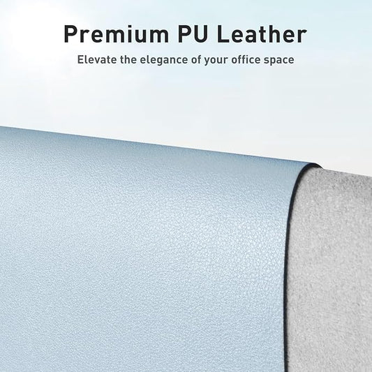 Aothia Leather Desk Pad Protector, Mouse Pad, Office Desk Mat, Non-Slip PU Leather Desk Blotter, Laptop Desk Pad, Waterproof Desk Writing Pad for Office and Home (23.6" x 13.7", Baby Blue)