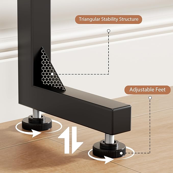 GRLEAF 45" Adjustable Height Narrow Console Table with Power Outlets, Long Sofa Table with Charging Station Behind Couch Table Skinny Entryway Table for Living Room, Hallway and Office – Black