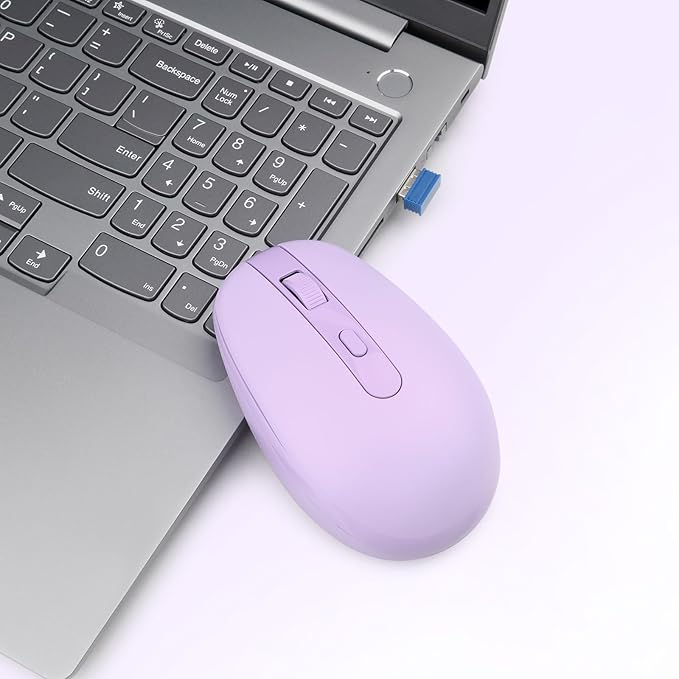 Rii Wireless Mouse RM700 2.4G Silent Mouse with USB Nano Receiver for Laptop,PC,Mac,Chromebook,Windows (Purple)