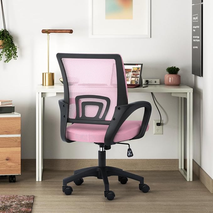 Office Chair Ergonomic - Mesh Desk Chair with Lumbar Support & Wide Seat (300Lbs Capacity) Adjustable Height, Swivel Wheels - for Home Office, Gaming, Bedroom