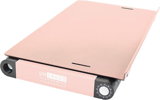 Uncaged Ergonomics WorkEZ Adjustable Laptop Stand for Desk, Laptop Stand Adjustable Height, Foldable Aluminum Cooling Computer Holder & Riser for Desk Bed, Pink