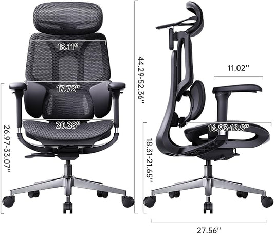 Hbada E3 Air 2026 Ergonomic Office Chair, 3-Zone Lumbar Support, Comfy Home Office Chair with Auto Recline, 4D Headrest & Armrests, 140° Tilt for Work & Relax, Black