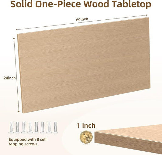 Universal Solid One-Piece Wood Table Top, 60"x24"x1" Workbench Top - Rectangular Particle Board for Standing Desk, Home Office Desk Countertop DlY, Washer Dryer, Coffee, Bar Tabletop