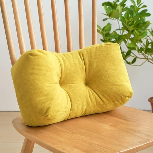 Back Pillow for Chair, Lumbar Support Pillow for Office Chair Lower Back Pain Relief Soft Cushion Car Bed Couch Sitting High Elasticity (Yellow, 35cm*16cm*20cm)