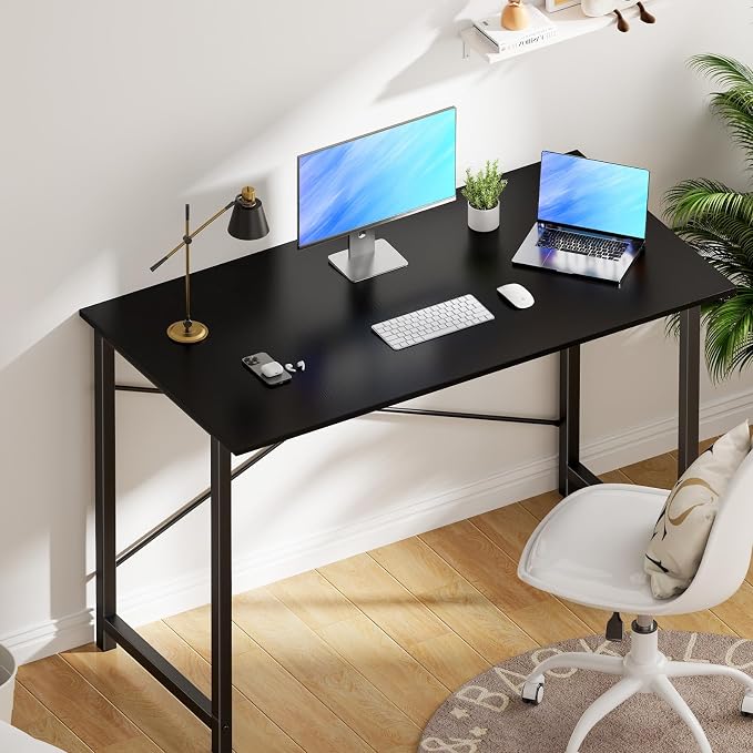 OLIXIS 44 Inch Computer Office Desk for Small Spaces, Writing Gaming Work Desk Modern Study Table with Metal Frame Home Bedroom, Black
