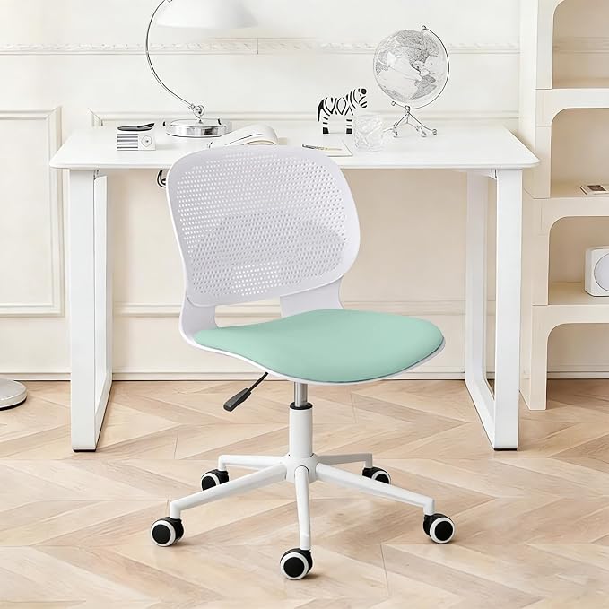 Home Office Chair, Armless Mid-Back Computer Desk Chair with Breathable Backrest and Padded Cushion, Height Adjustable Swivel Ergonomic Task Chair for Home, Work, Study
