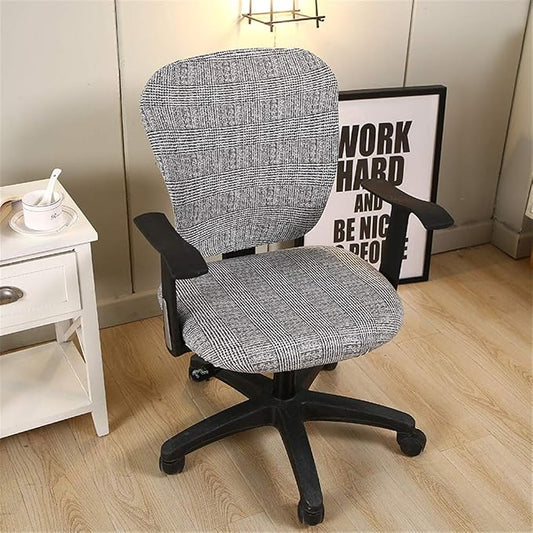 Jinzio Computer Office Chair Cover - Split Protective & Stretchable Cloth Polyester Universal Desk Task Chair Chair Covers Stretch Rotating Chair Slipcover, Charcoal Grey