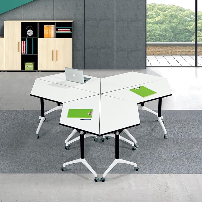 Folding Conference Room Table,6 pack Conference Table with Wheels,Flip Top Rolling Seminar Meeting Table,Mobile Training Room Tables-Easy to Move,Foldable Office Conference Tables-Space Saving