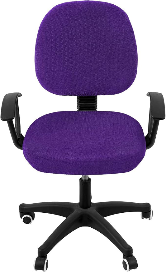 Smiry Stretch Jacquard Office Computer Chair Covers, Removable Washable Universal Desk Rotating Chair Slipcovers Protector, Seat + Backrest Cover, Violet