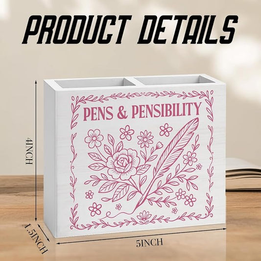 Pink Book Themed Decor Floral Writer Gifts Book Wooden Pencil Holder Desk Decor desk decor for book Lover Reader Writer Librarian Holder2828