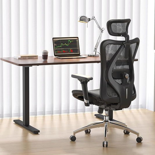 SIHOO M57 Ergonomic Mesh Office Chair, High Back Home Desk Chair with 3D Armrests, Lumbar Support and Adjustable Headrest, Comfortable Computer Chair, Office Chair Hold 330 LBS-2 Packs-Black
