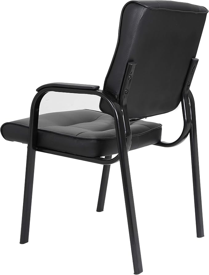 SUPER DEAL Office Guest Chair Bonded Leather Executive Side Chair Reception Chair with Solid Metal Frame Home Office Furniture, Set of 2