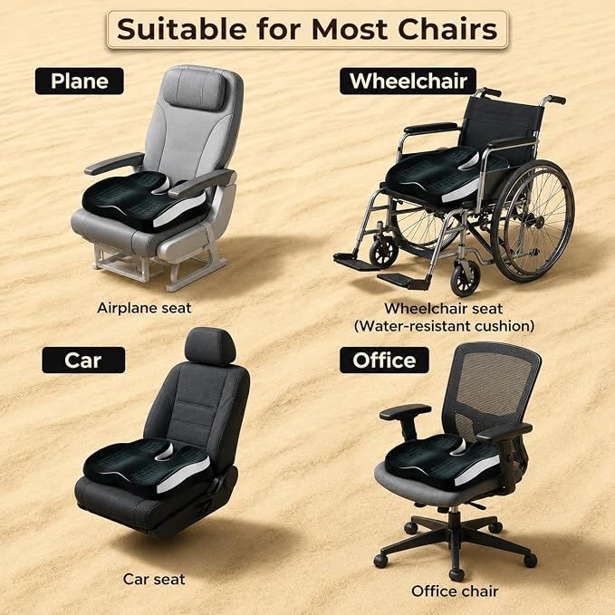 Seat Cushions for Office Chairs Wheelchair Cushion for Long Sitting Back Pain,Memory Foam Seat Car Computer Desk Chair Cushion,Coccyx Cushion for Tailbone Pain Relief Cushion Office Chair Black Blue