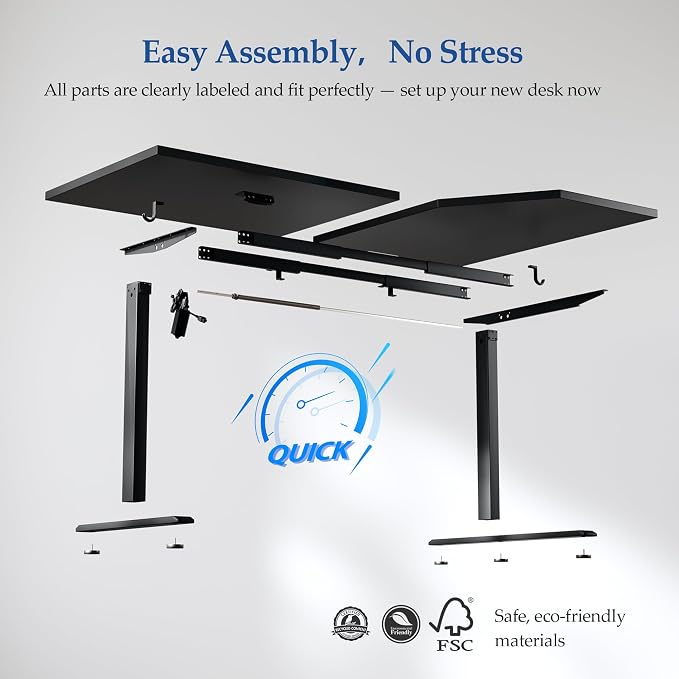 Klicelor L Shaped Standing Desk 55 x 31.5 Inch, Electric Height Adjustable Corner Desk for Home Office Workstation, Ergonomic Sit Stand Computer Table with Memory Controller, Black